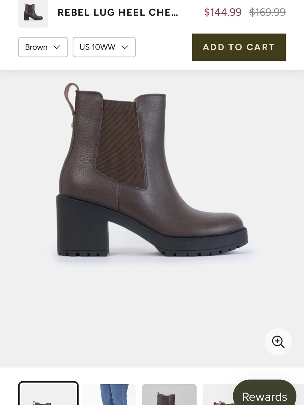 WYDR Studios Rebel Lug Heel Chelsea Boot - Brown Genuine Leather size 8WW